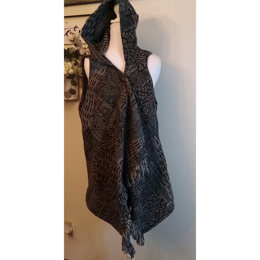 Lapis Wool Blend Long Fringe Open Front Cardigan Sweater Size M Quiet Luxury